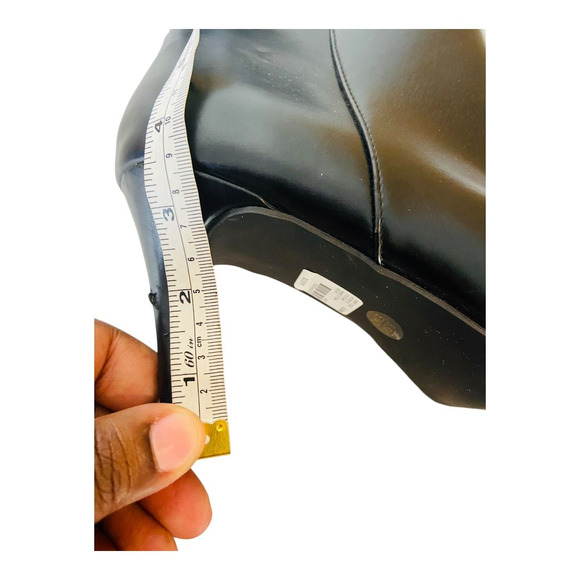 Womens Wide Calf Side Zip Pointed Toe Faux Leather Black Moto Boots US 8.5W - Picture 10 of 14